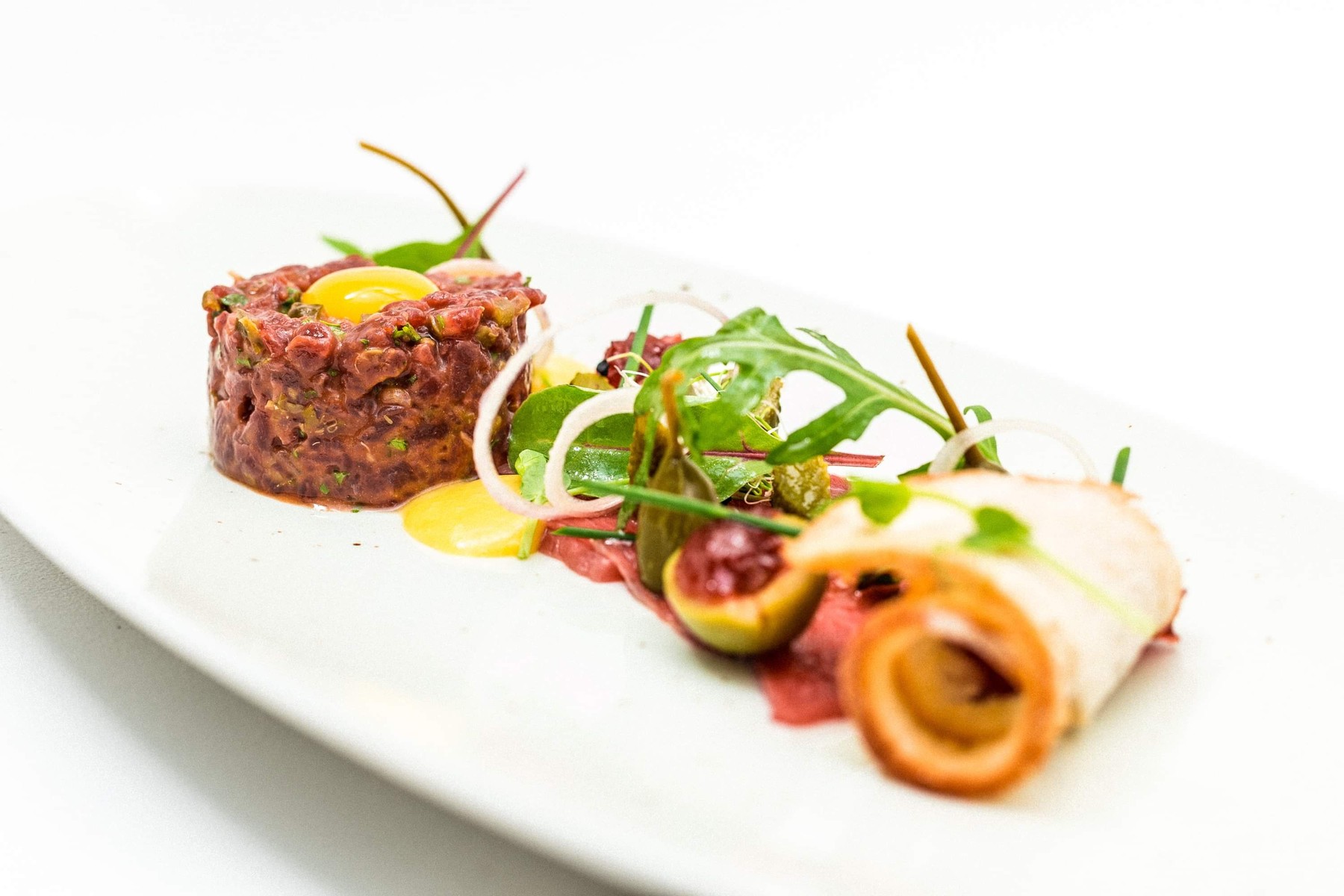 Beef Duo — hand-cut beef tartare and wagyu carpaccio