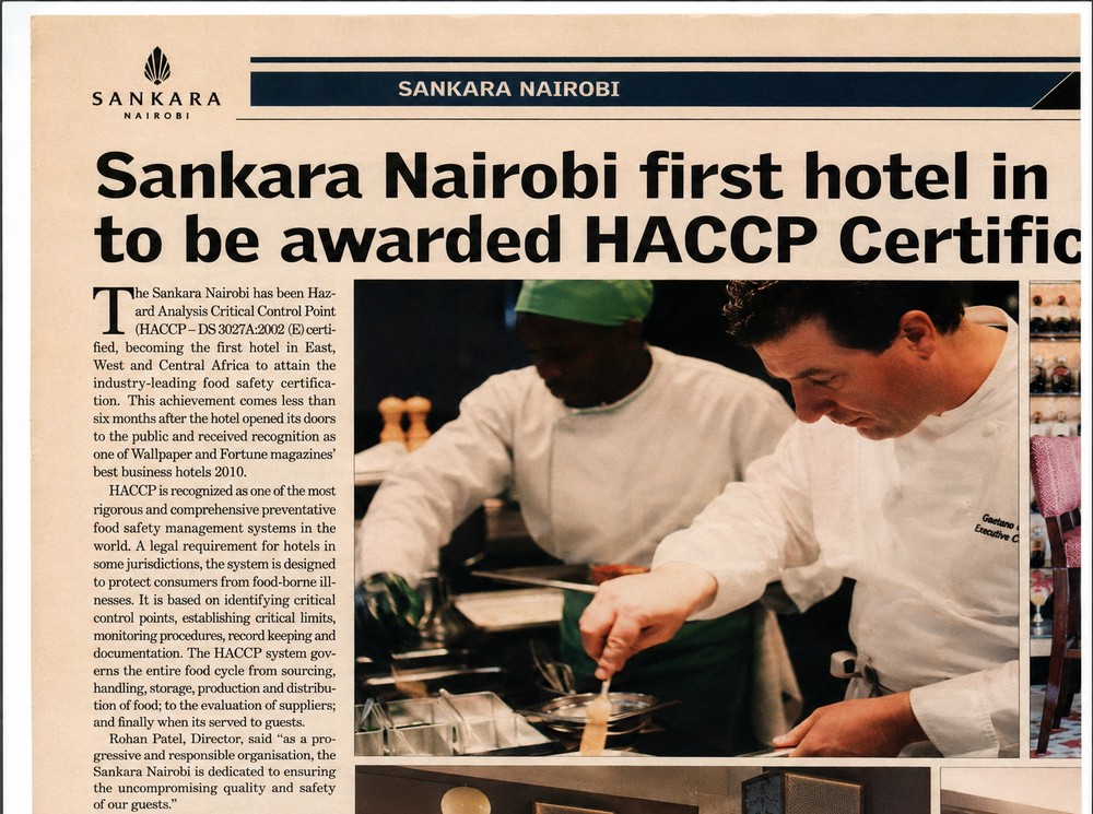 Archive document — Sankara Nairobi · HACCP certification, 2010