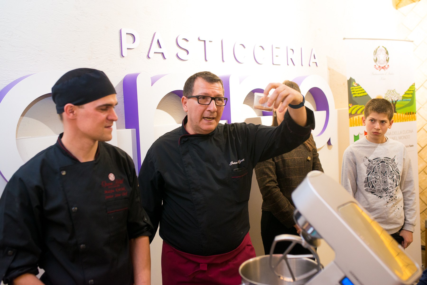 Gaetano Sgroi leading a masterclass for Settimana della Cucina Italiana nel Mondo, Italian Embassy, Kyiv