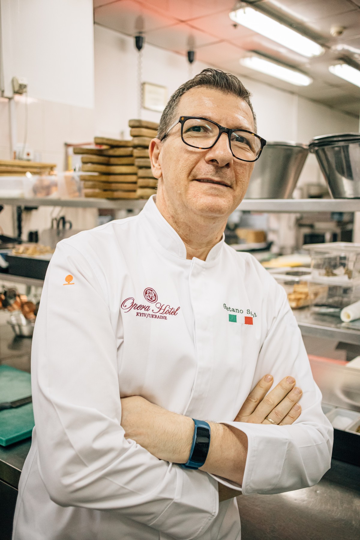 Gaetano Sgroi as Executive Chef in the kitchen of the Opera Hotel, Kyiv