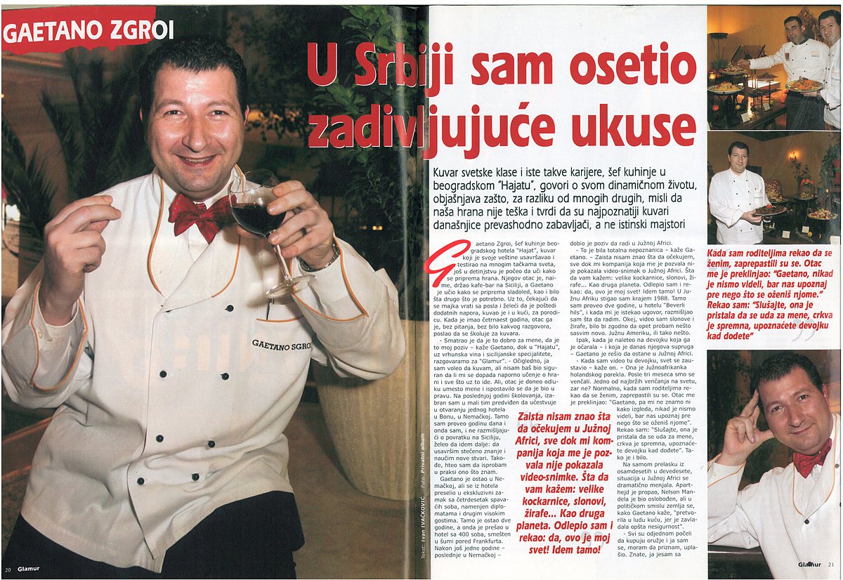 Press clipping — U Srbiji sam osetio zadivljujuće ukuse