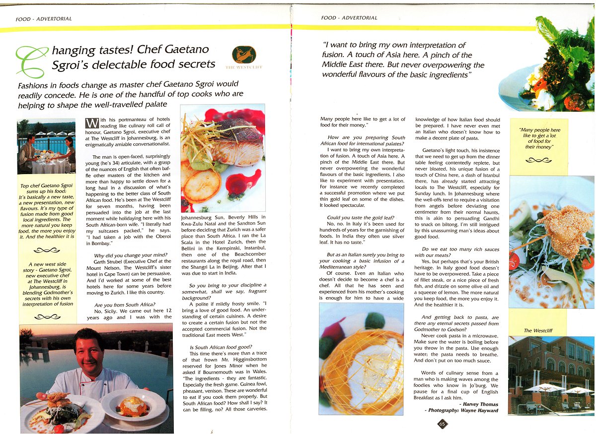 Press clipping — Delectable food secrets · The Westcliff