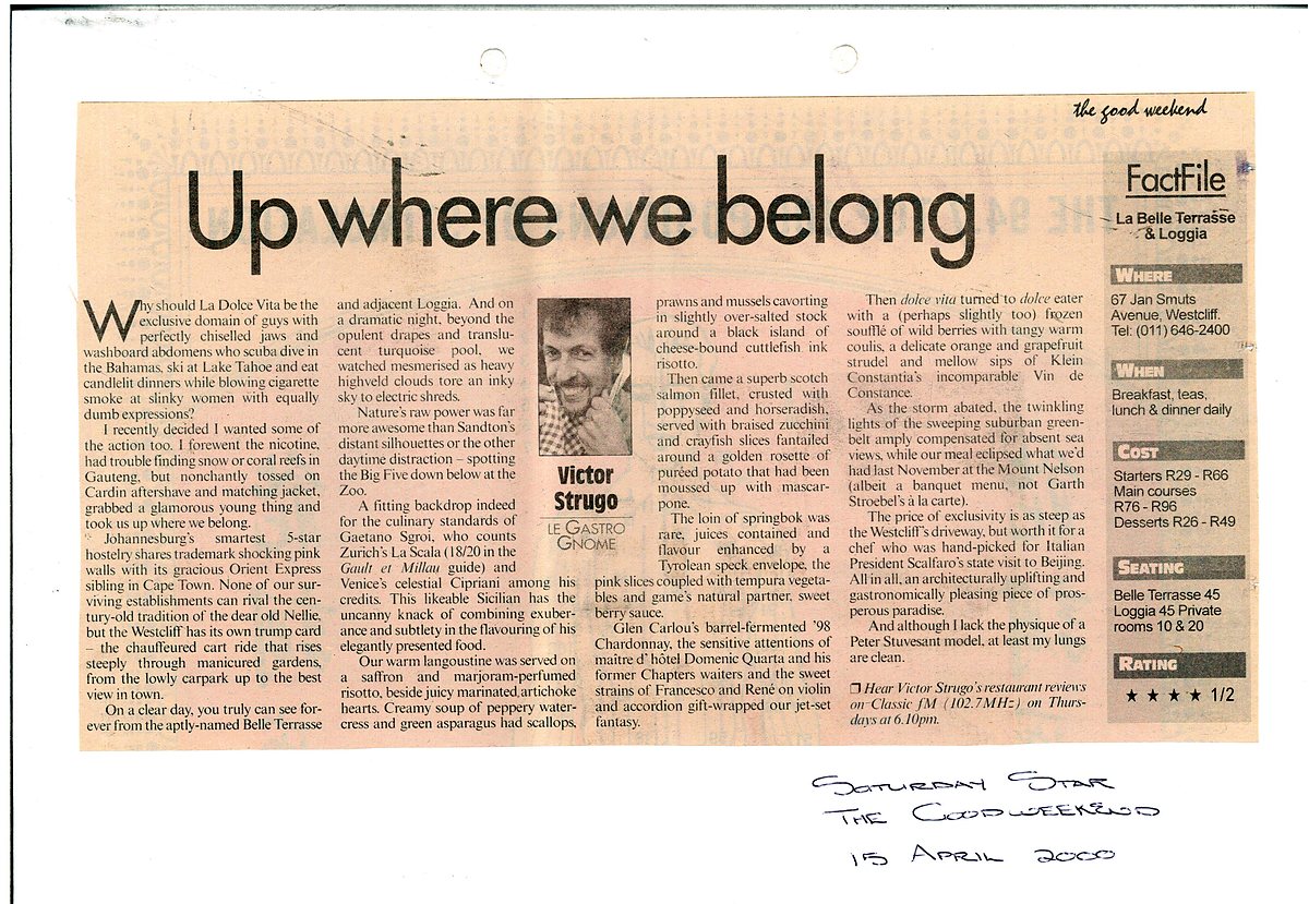 Press clipping — Saturday Star · The Good Weekend · April 2000
