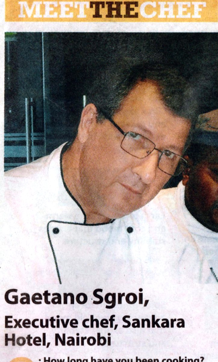 Press clipping — Saturday Nation, “Meet the Chef”, an interview with Gaetano Sgroi, 23 February 2013