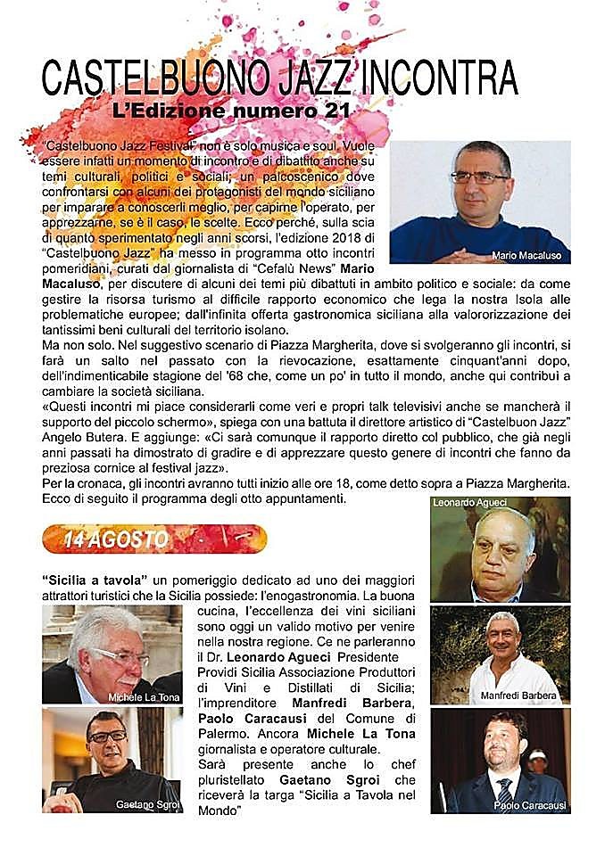 Press clipping — Castelbuono Jazz · Sicilia a Tavola nel Mondo